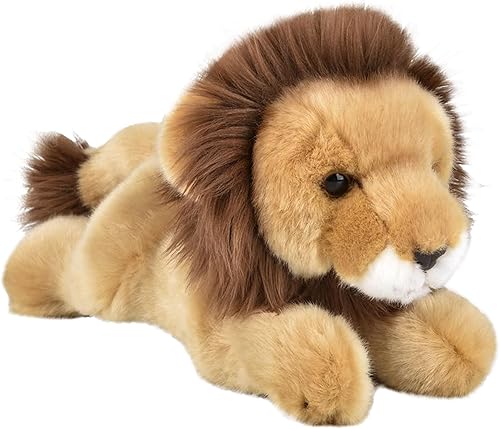Forest & Twelfth Animal de peluche acostado, realista de 9.5 pulgadas, suave juguete de peluche de león para abrazar, hora de acostarse, jugar,
