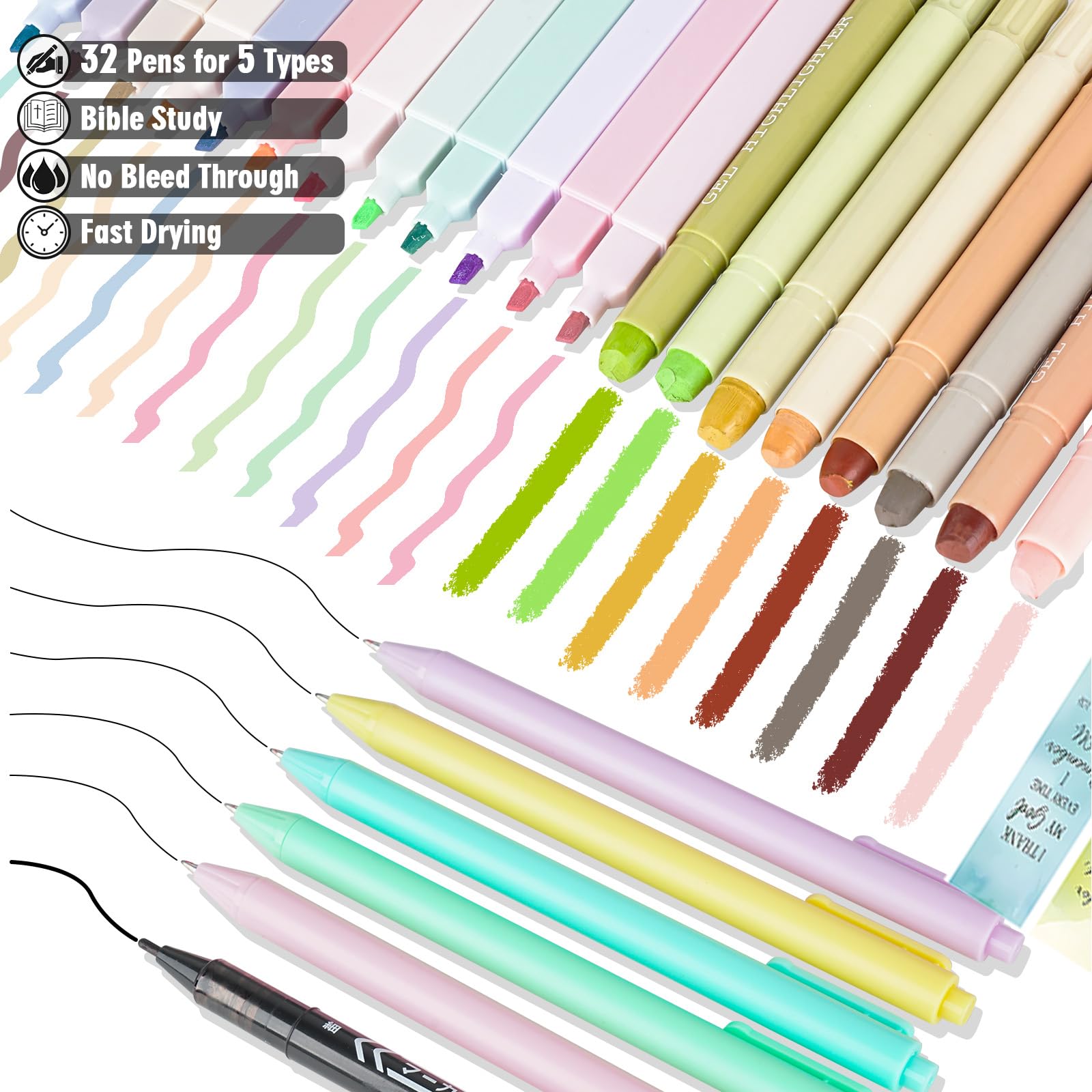 Kooterfun Bibelstudium-Tagebuch-Set, mit Bibel-Textmarkern und Stiften, kein Verlaufen, Notizbuch-Tabs und Stiftetui, Bibeljournaling-Set, Bibelstudium-Werkzeuge, Tagebuch-Set für Frauen,