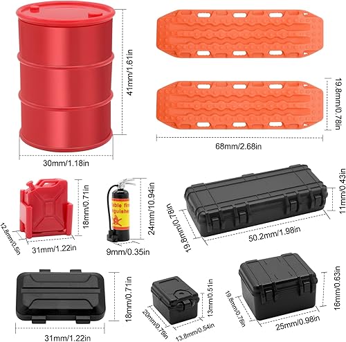 Miniatura 5 de Esilun 124 Crawler - Decoración de simulación de automóvil mini red de equipaje tablero de recuperación tambor de aceite extintor de incendios caja