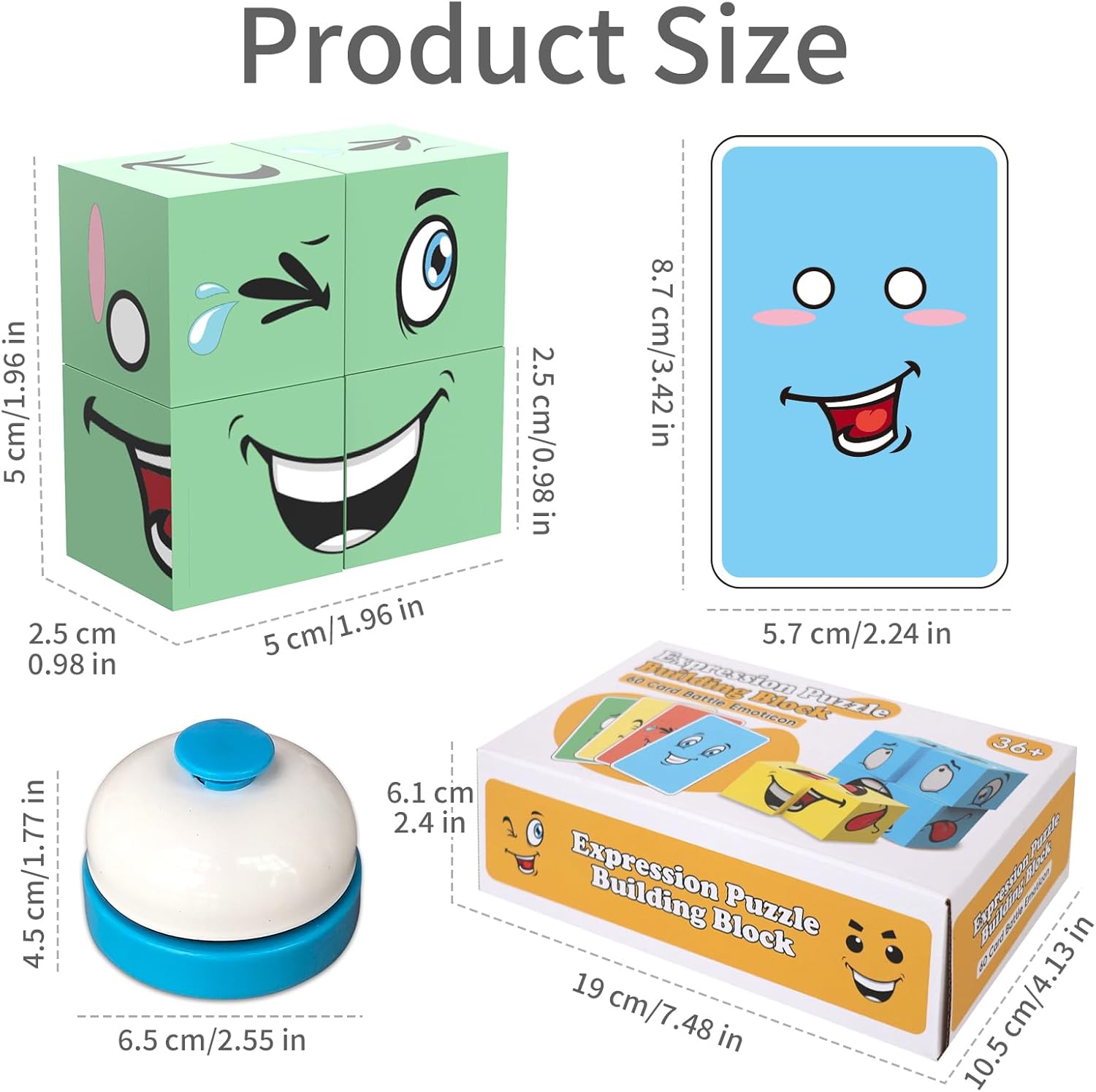 Face Changing Magnetic Cube Game, Expression Puzzle Magnetic Building Blocks Pattern Matching Game, Educational Puzzles Toy, Magnet Cubes,Board Games for Kids and Adults with Bell,16 PCS Magnet Blocks