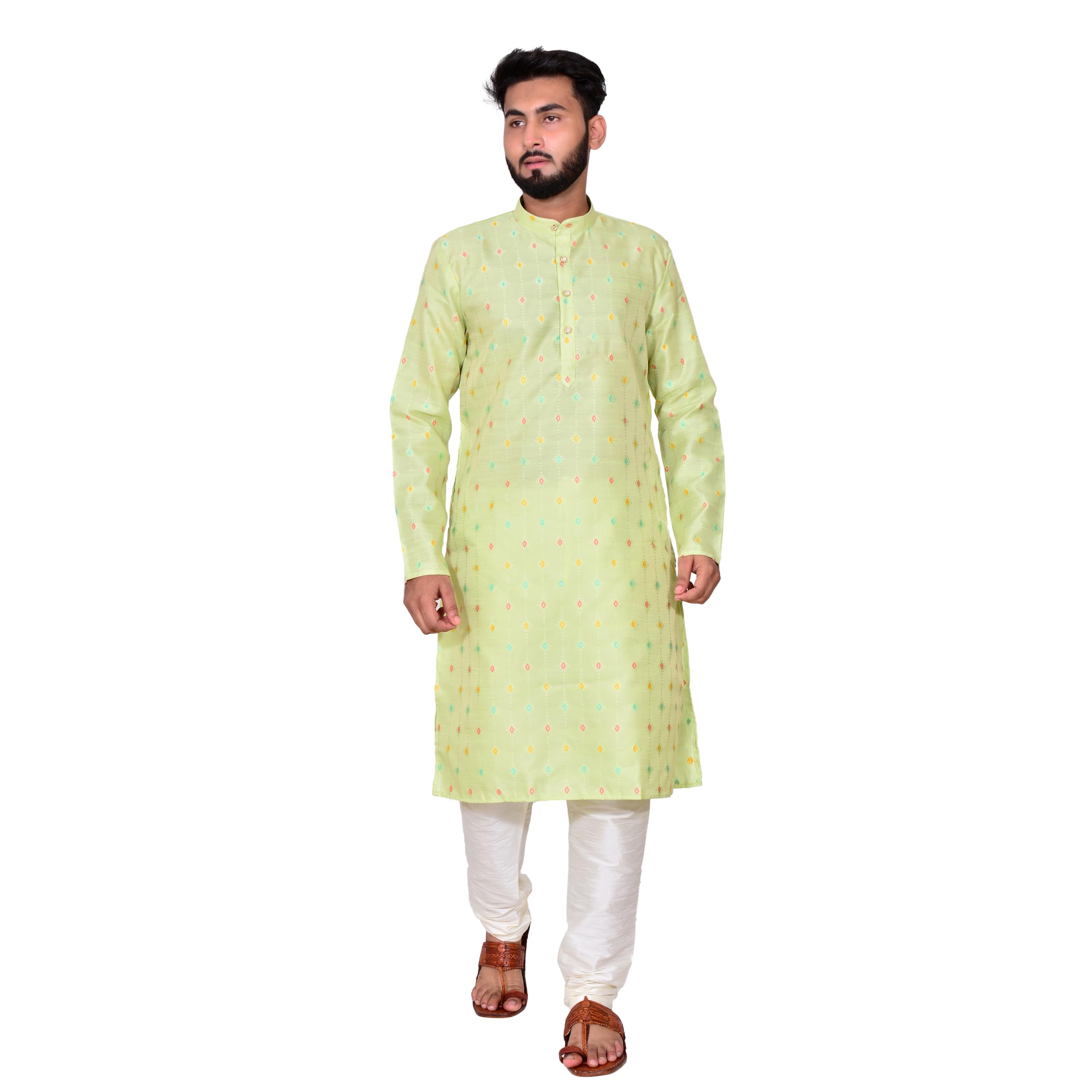 RICHART Silk Kurta Set With Motif And Off White Bottom