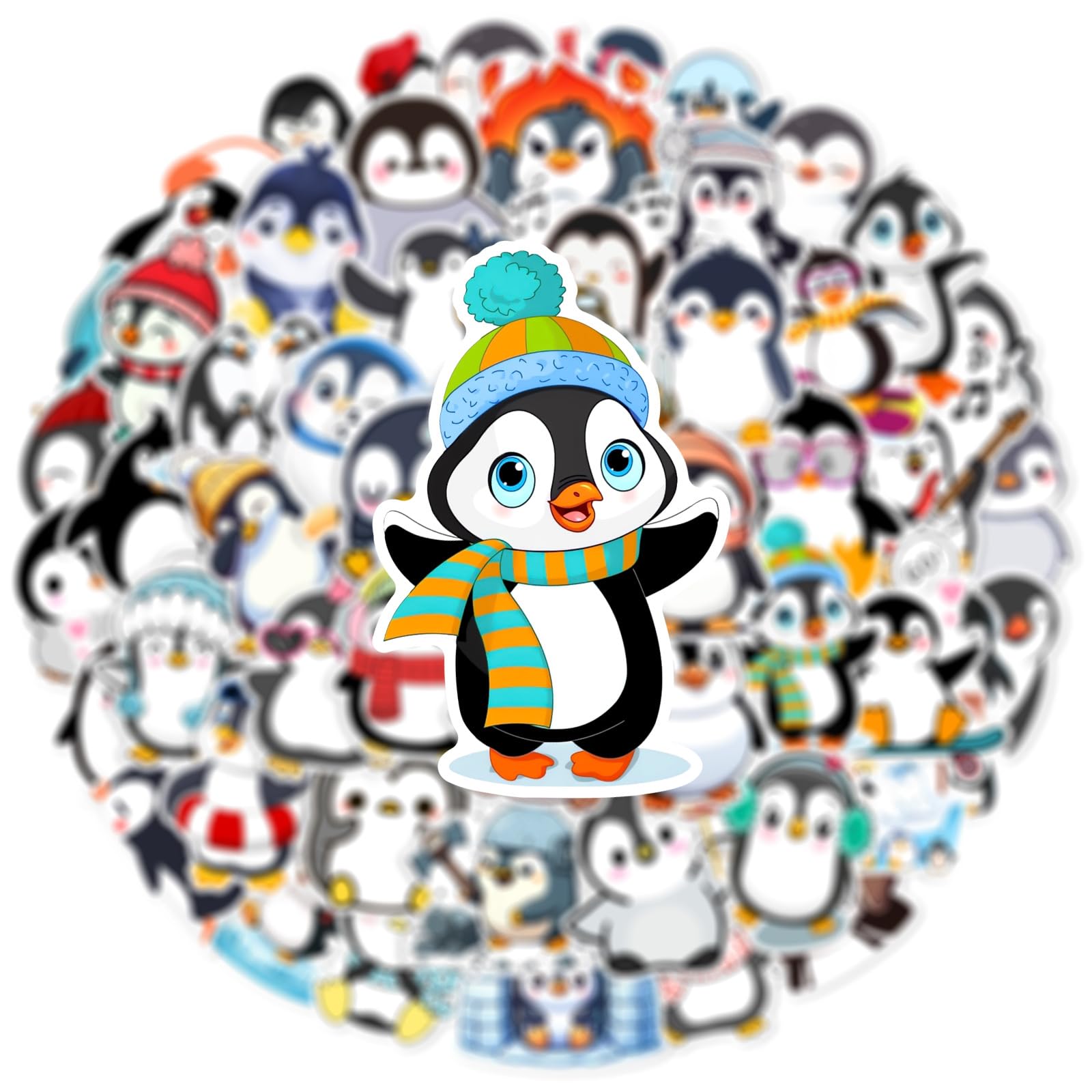 Adesivi a forma di pinguino, 60 pezzi, divertenti decalcomanie per decorare computer portatili, etichette adesive in vinile a forma di pinguino, per fai da te, paraurti, finestre, chitarra,