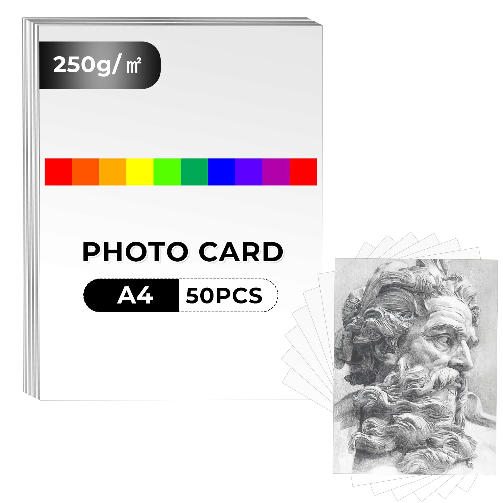 50 Blatt Weißes Kartonpapier A4 250g/m² DIN A4 – Dickes Fotokarton für Basteln, Hochzeit & Einladungen