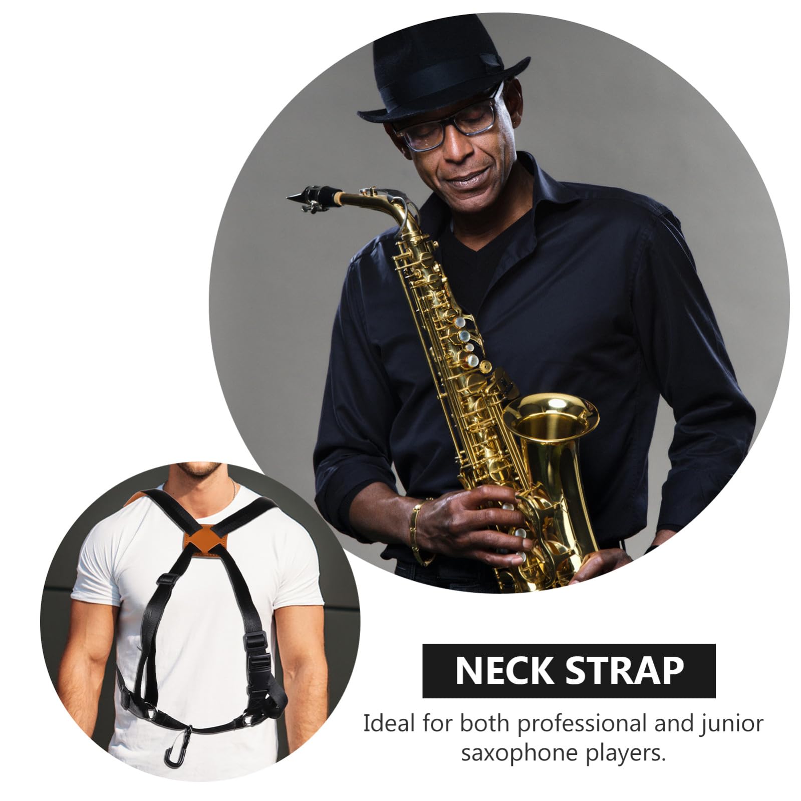 ifundom 3pezzi Cinghia Sax Con Spalline Imbottite Per Comfort Design Ergonomico Per Musicisti Cinghia Nera Per Saxofono