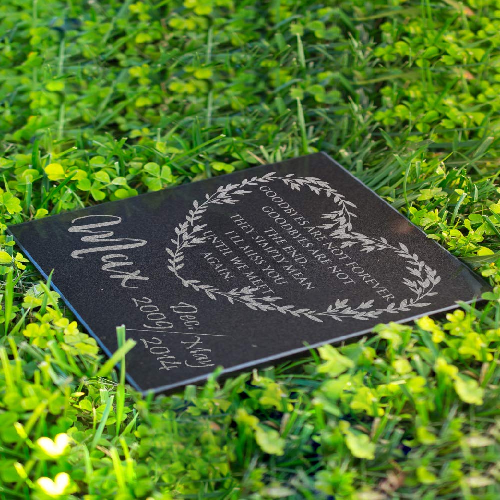Personalized Granite Pet Memorial Stone I'll Miss You Until Customized Tombstone - Loss of Pet Gift- Indoor Outdoor Dog or Cat for Garden Backyard 11