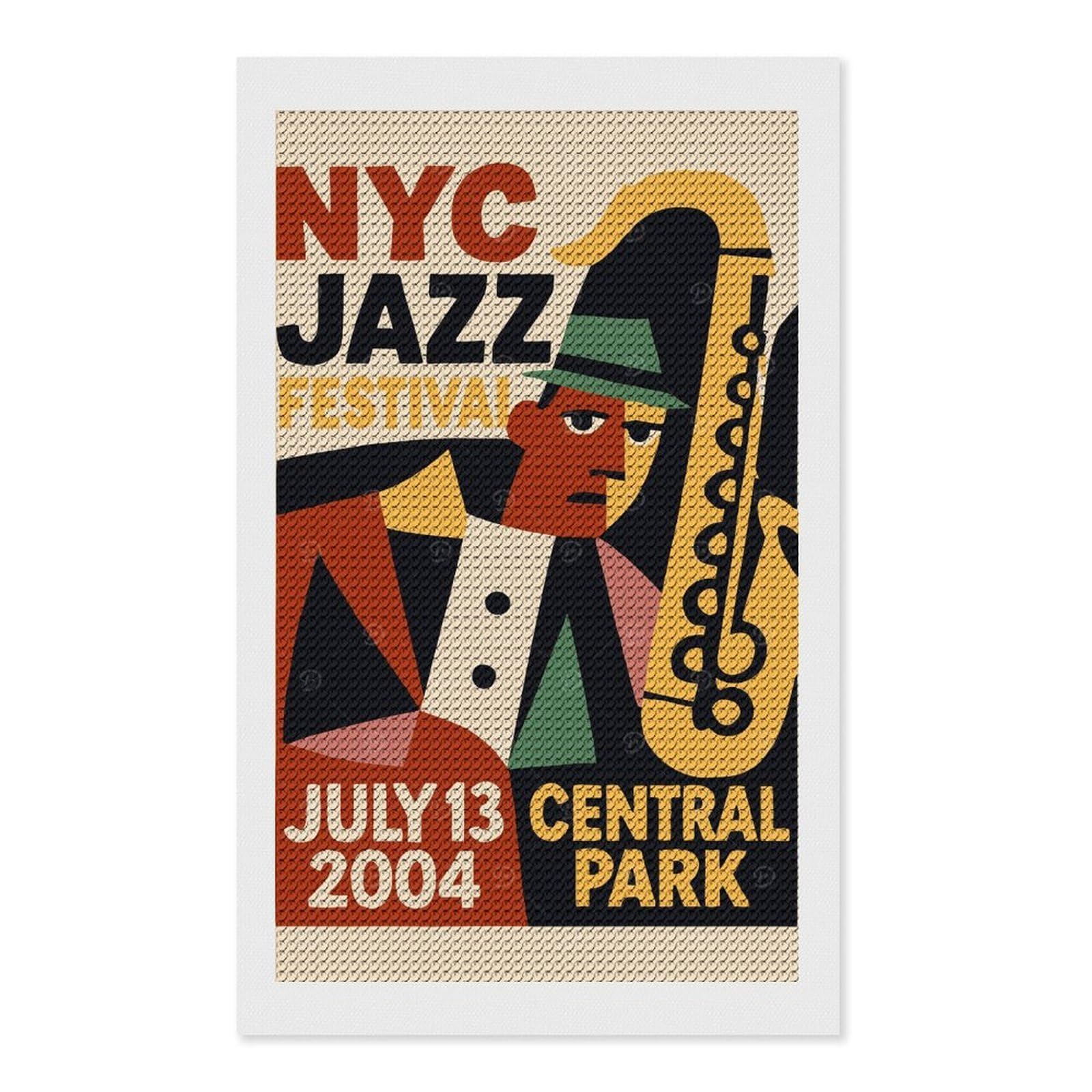 Junmoney NYC Jazz Festival Diamond Painting Canvas Set 12"x20", for Adults, Bedroom Decor, Good for Quiet Evenings, Festive Craft Gift