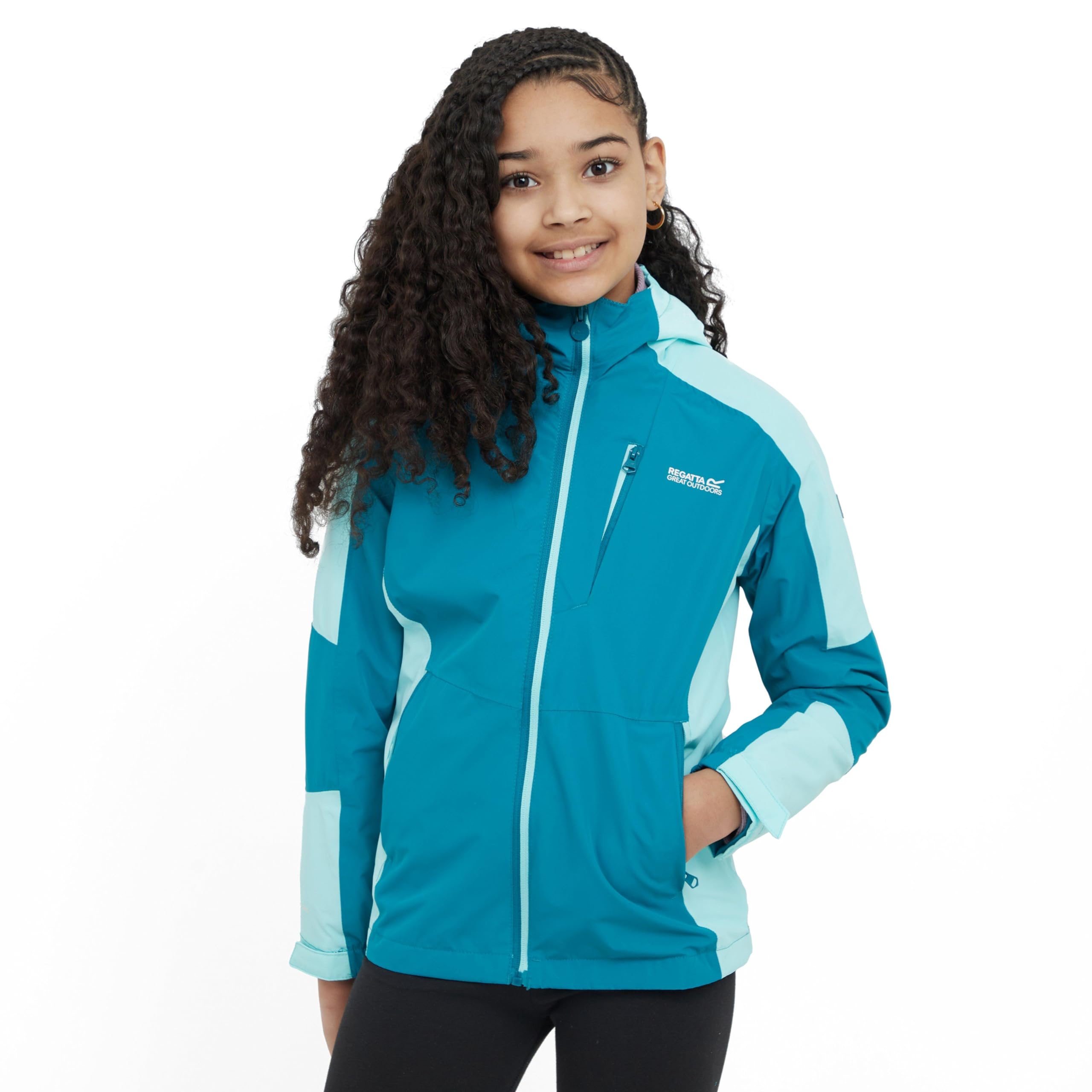 Regatta Kids' Calderdale Iii Waterproof Jacket Exotic Plume Aruba Blue 11-12Y