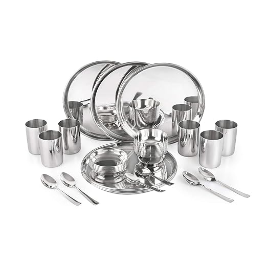 Cello Steelox Stainless Steel Dinner Set, 24 Pcs, Silver at Rs. 1512