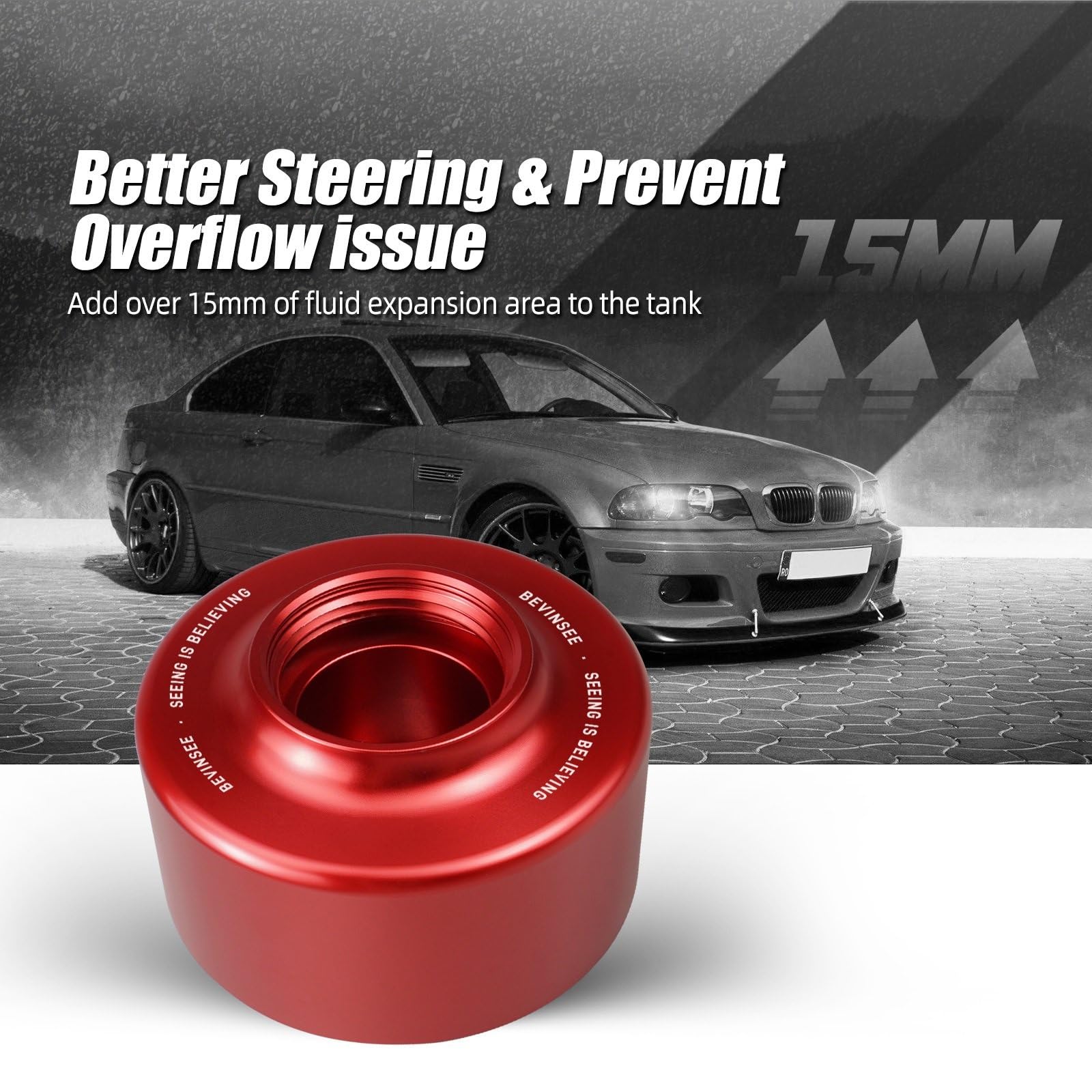 Juego de depósito de dirección asistida de aluminio Compatible con Bmw E46 E36 E90 E92 E93 E91 E60 E39 E64 E87 E88 E38 E65 depósito de dirección hidráulica