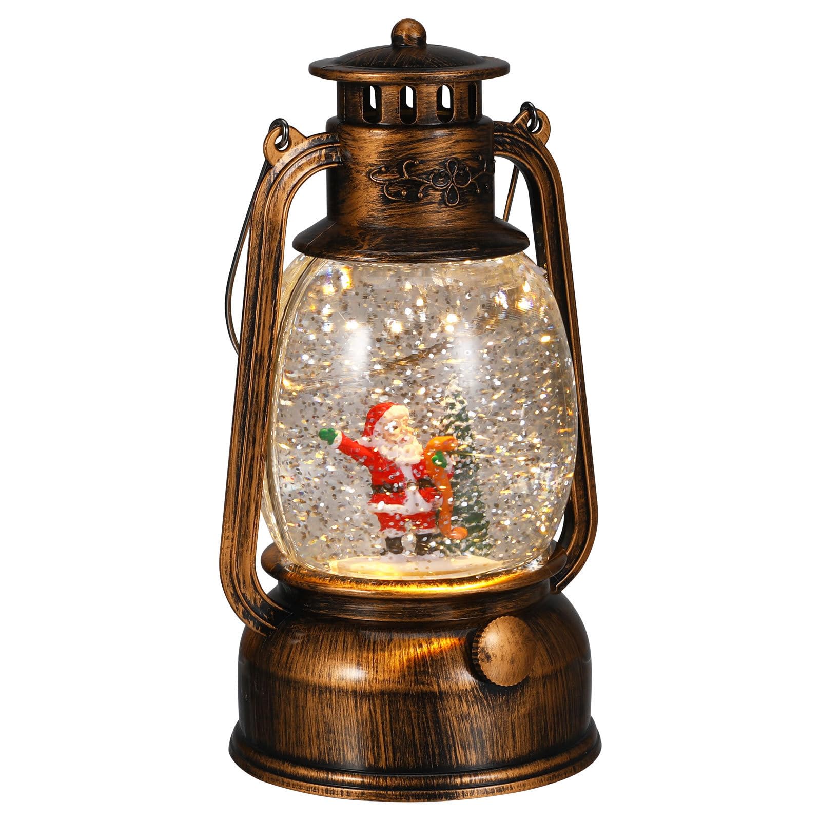YARNOW Linterna Navideña Bola de Nieve Musical con Luces Integradas, Funcionamiento por USB y Pilas, Decoración Festiva para Celebraciones de Navidad