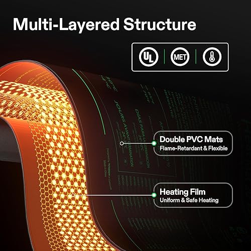Miniatura 2 de VIVOSUN Alfombrilla térmica de 20 x 20.75 pulgadas con controlador de temperatura integrado, certificado UL y MET, almohadilla térmica impermeable