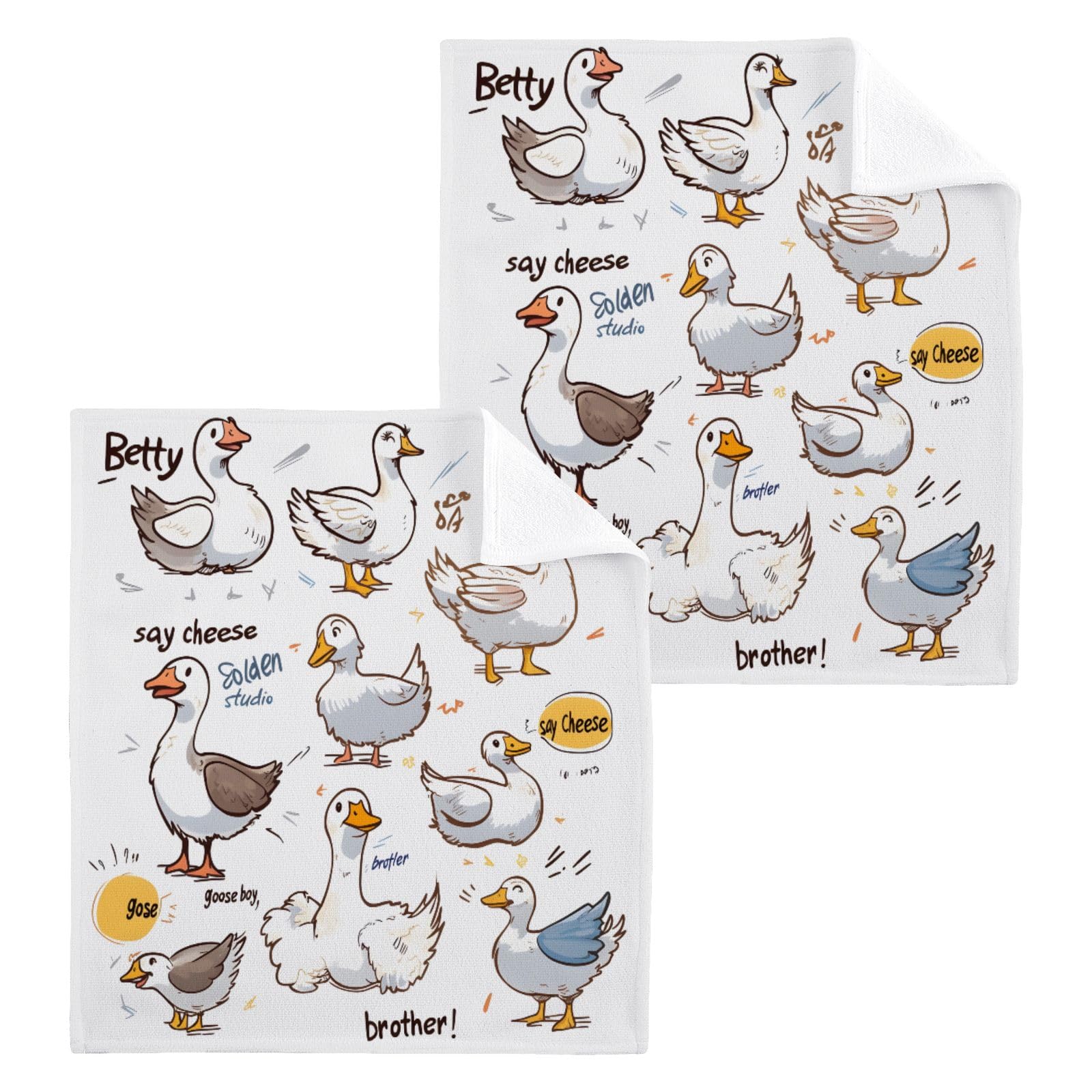 ALAZA Wash Cloth Set 100% Cotton Fingertip Towels Face Cloths Sets Goose Duck Highly Absorbent Soft Feel Set of 2