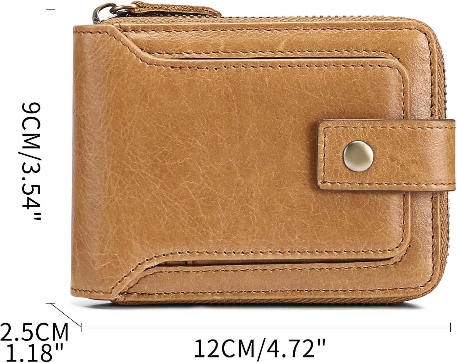 GOIACII Zipper Wallet for Men Genuine Leather RFID Blocking Mens Wallet with Zipper Coin Pocket ID Window Zipper Wallets Large Capacity - Image 2