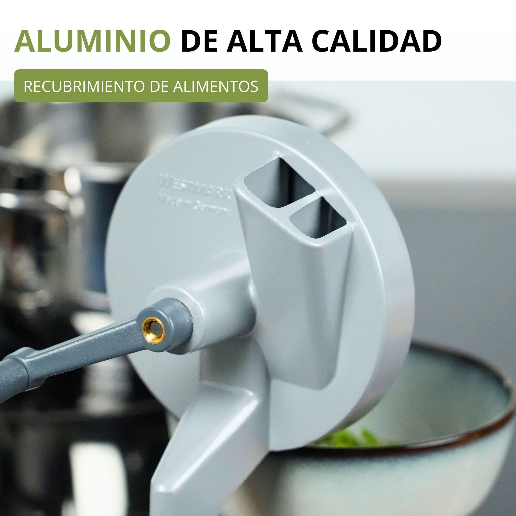 Westmark Cortador de judías con 2 aberturas de corte y abrazadera de tornillo para montaje en mesa, Cuchillo de acero inoxidable/carcasa de aluminio, Plateado, 11822260