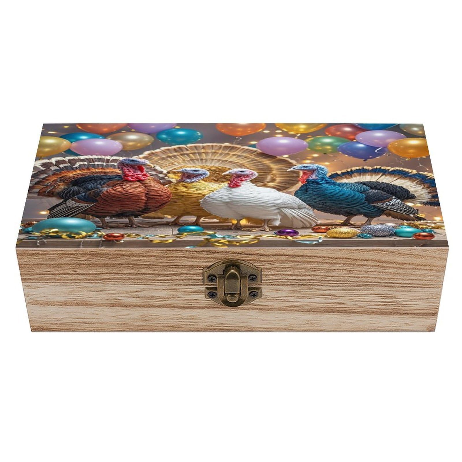 LZQPOEAS Turkey Dance Wooden Box Storage Space to Organize Jewelry in A Beautiful Small Storage Box Decorative Card Boxes Memory Treasure Boxes for Crafts And Photo Storage