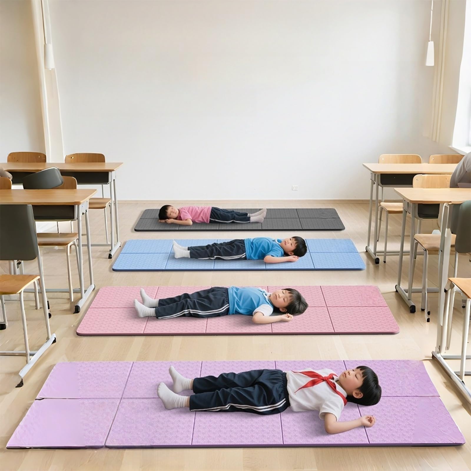 Esterilla de Yoga Plegable,Tapete Antideslizante Para Fitness de 6 Mm,Colchoneta Ligera Pilates,Esterilla Gimnasia PortáTil,para Viajes Casa Entrenamiento,con Bolsa Almacenamiento