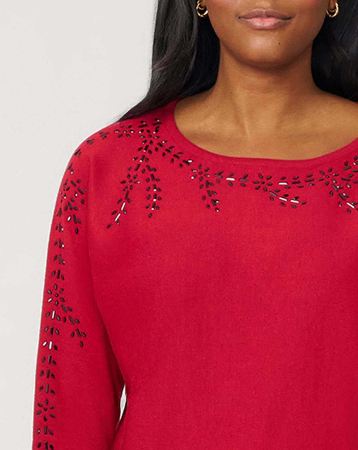 Cable & Gauge Floral Hotfix Dolman Sweater - Image 2