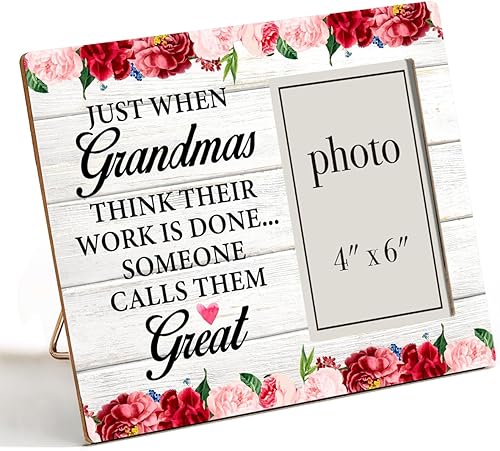 Miniatura 1 de Nurawo Regalos para la abuela de parte de nieto, regalo de anuncio de bebé, marco de madera para mesa o pared (para fotos de 4 x 6 pulgadas)