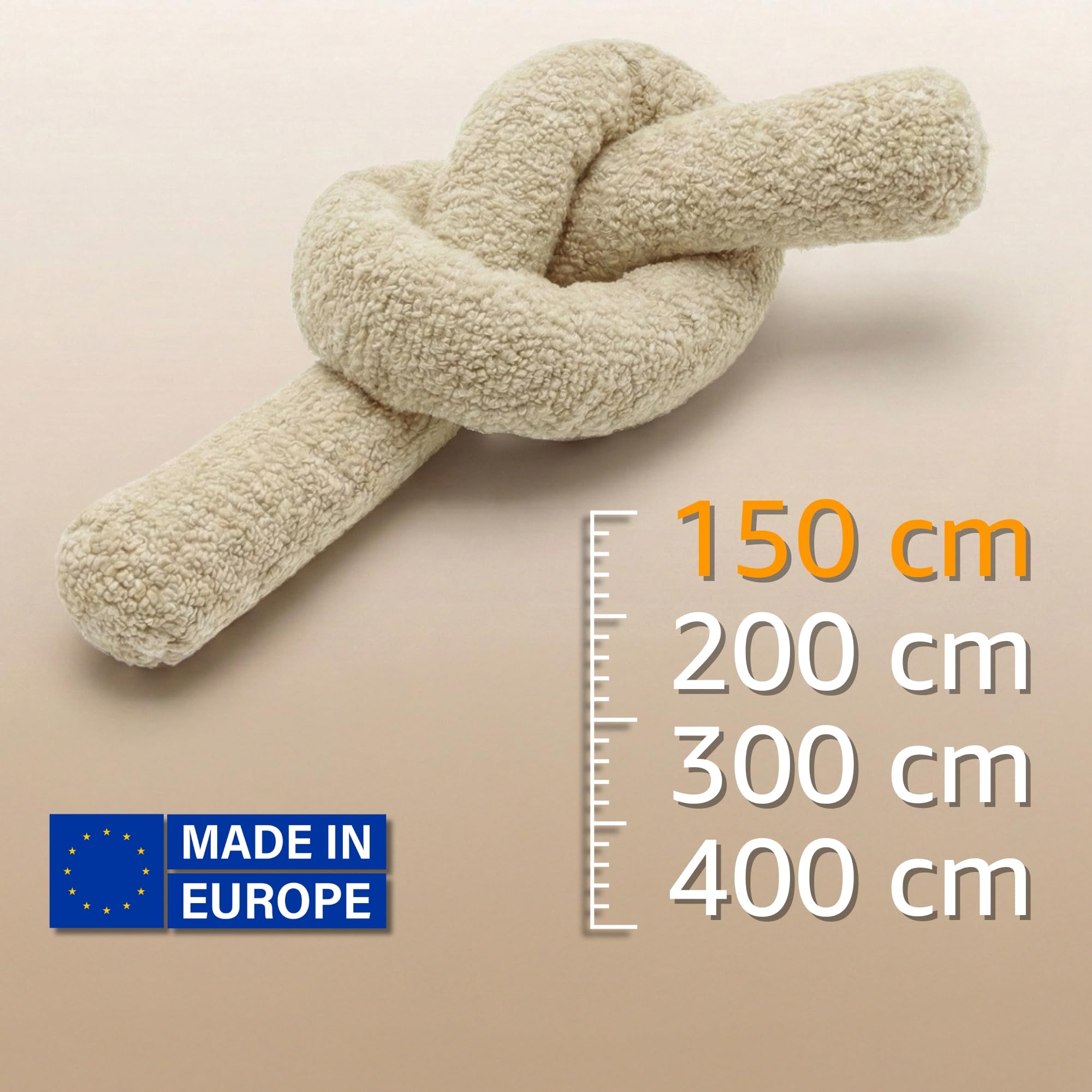 Totsy Baby Seitenschläferkissen Bettschlange Body Pillow 150 cm Bouclé - Kopfkissen lang Bettrolle Schlafkissen Nackenrolle Zertifikat Oeko-Tex Cremefarben – Bild 3