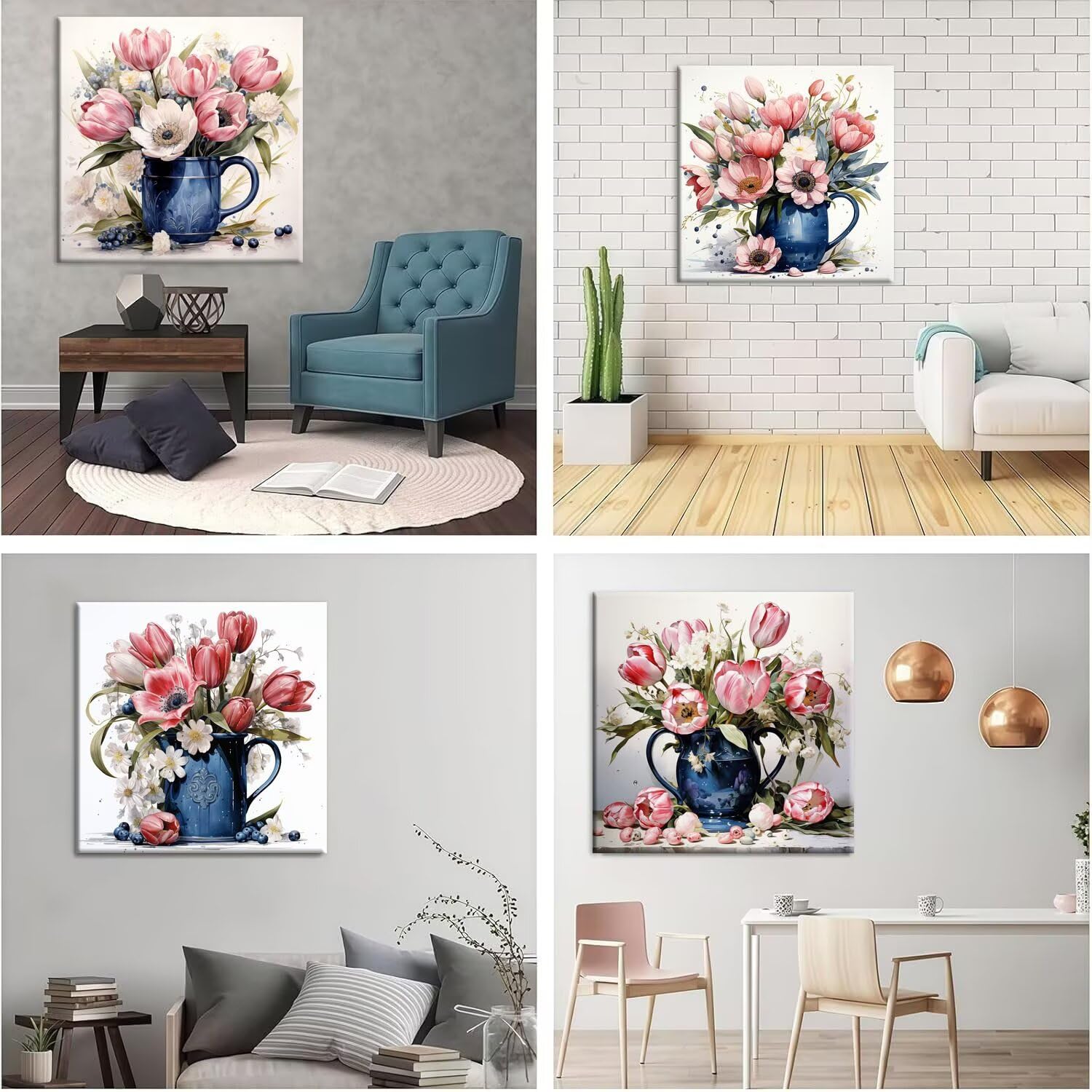 QIANLUOO Jarrón de tulipanes 5D Kits de Pintura de Diamantes 35x35cm G-936
