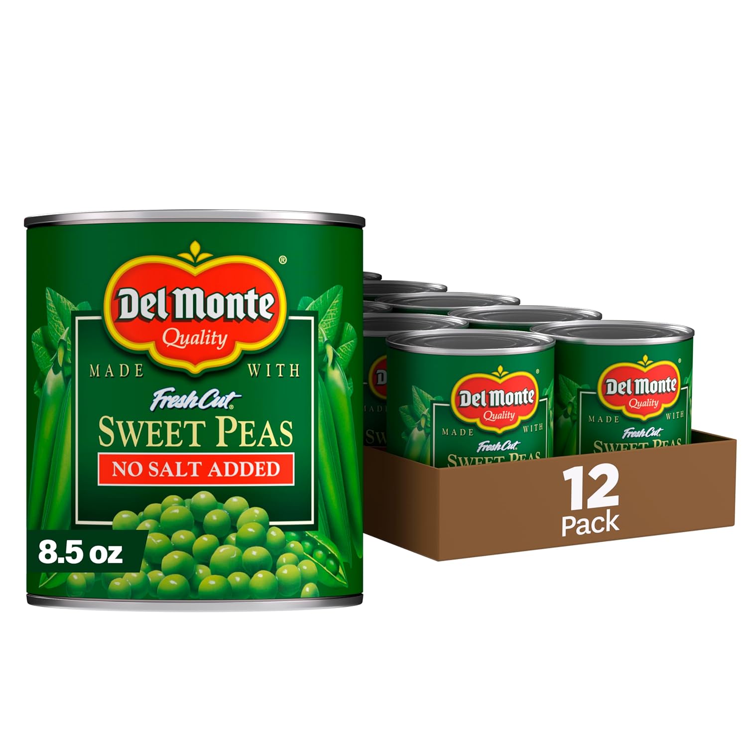 Del Monte Canned Fresh Cut Sweet Peas No Salt Added, 8.5-Ounce (Pack of 12)