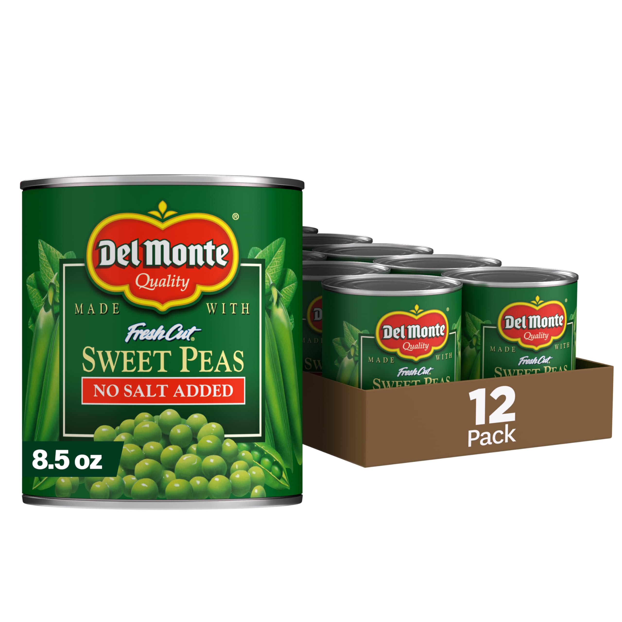 Del Monte Canned Fresh Cut Sweet Peas No Salt Added, 8.5-Ounce (Pack of 12)