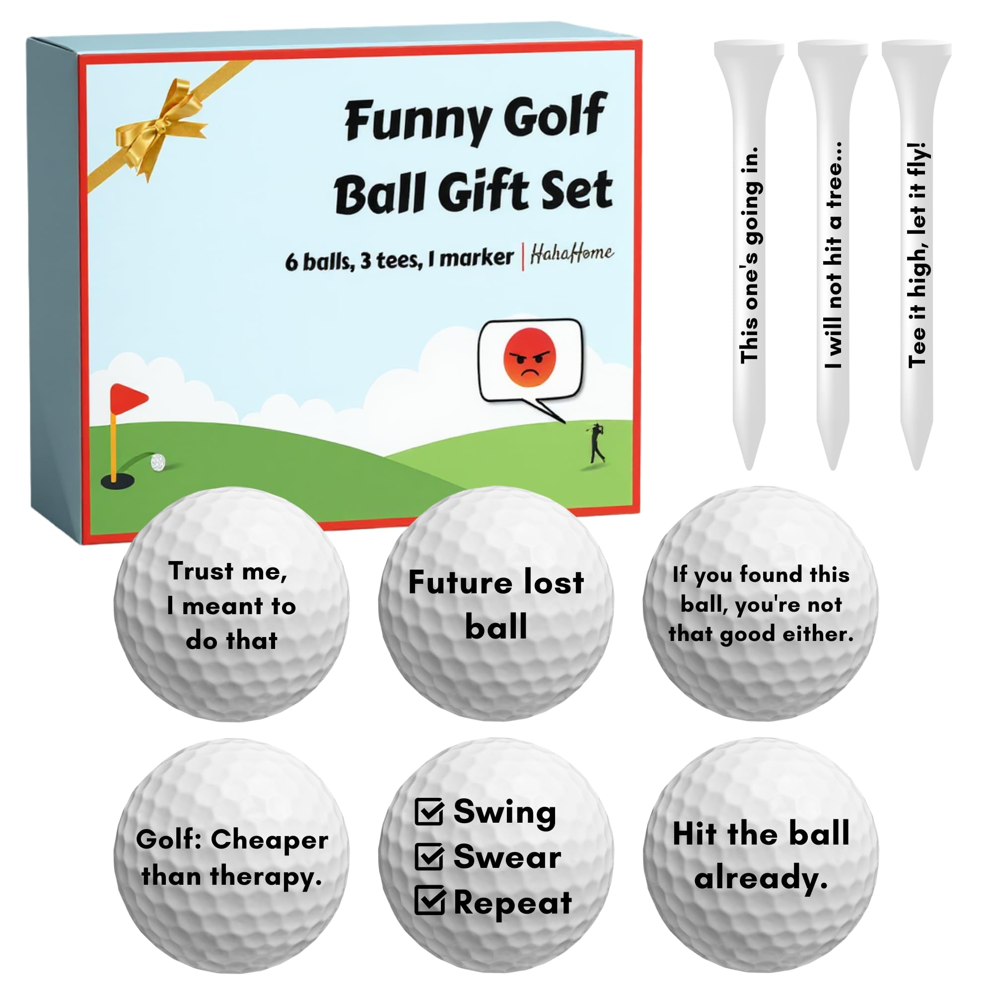 Funny Golf Ball Gift Set for Dad, Mom, and Golfers - Funny Golf Gifts for Men