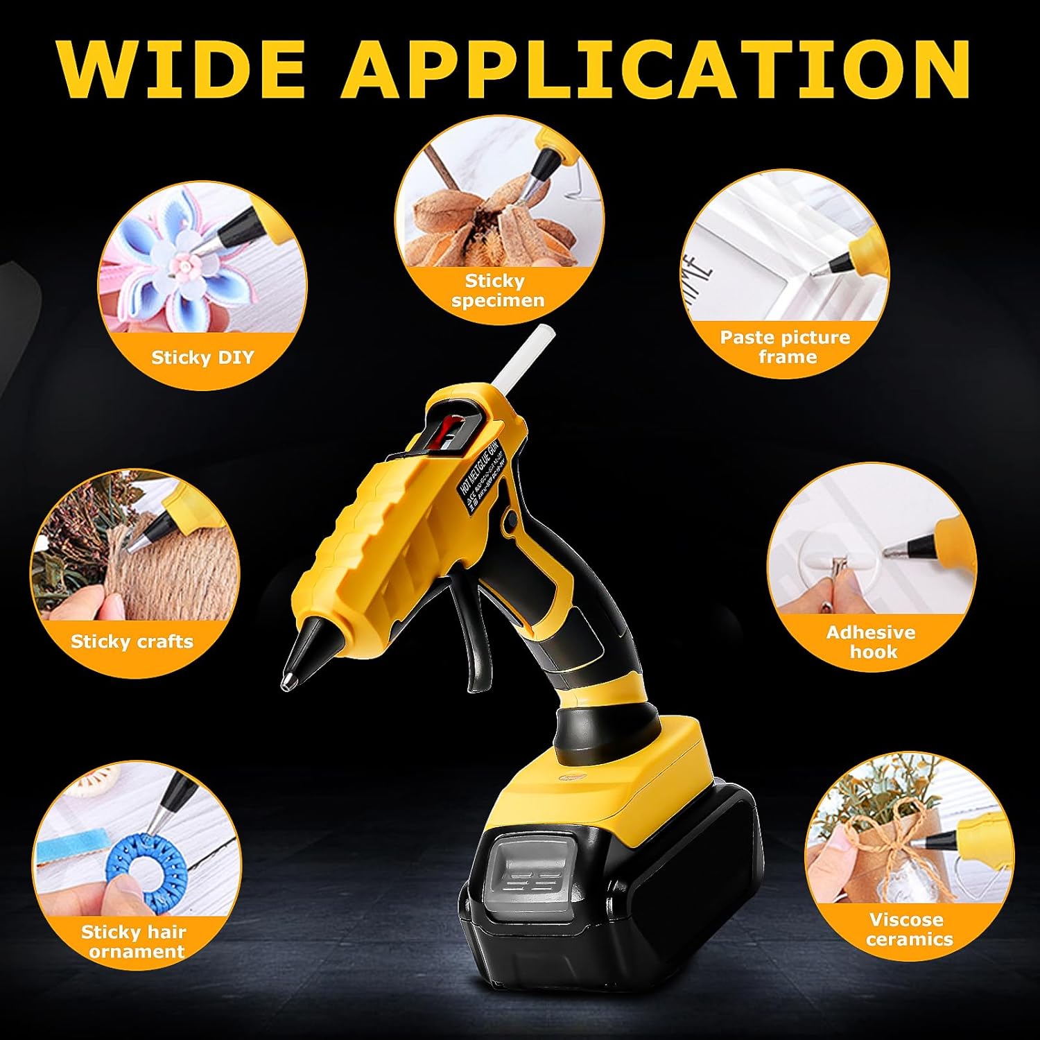 Cordless Hot Glue Gun for Dewalt, Suitable for Dewalt 18V/20V Max Lithium-ion Battery, 30s Quick Preheat Hot Melt Glue Gun with 30 Pcs Glue Sticks(7 * 150mm) for Arts/Crafts/Diy/Repairs(Tool Only)