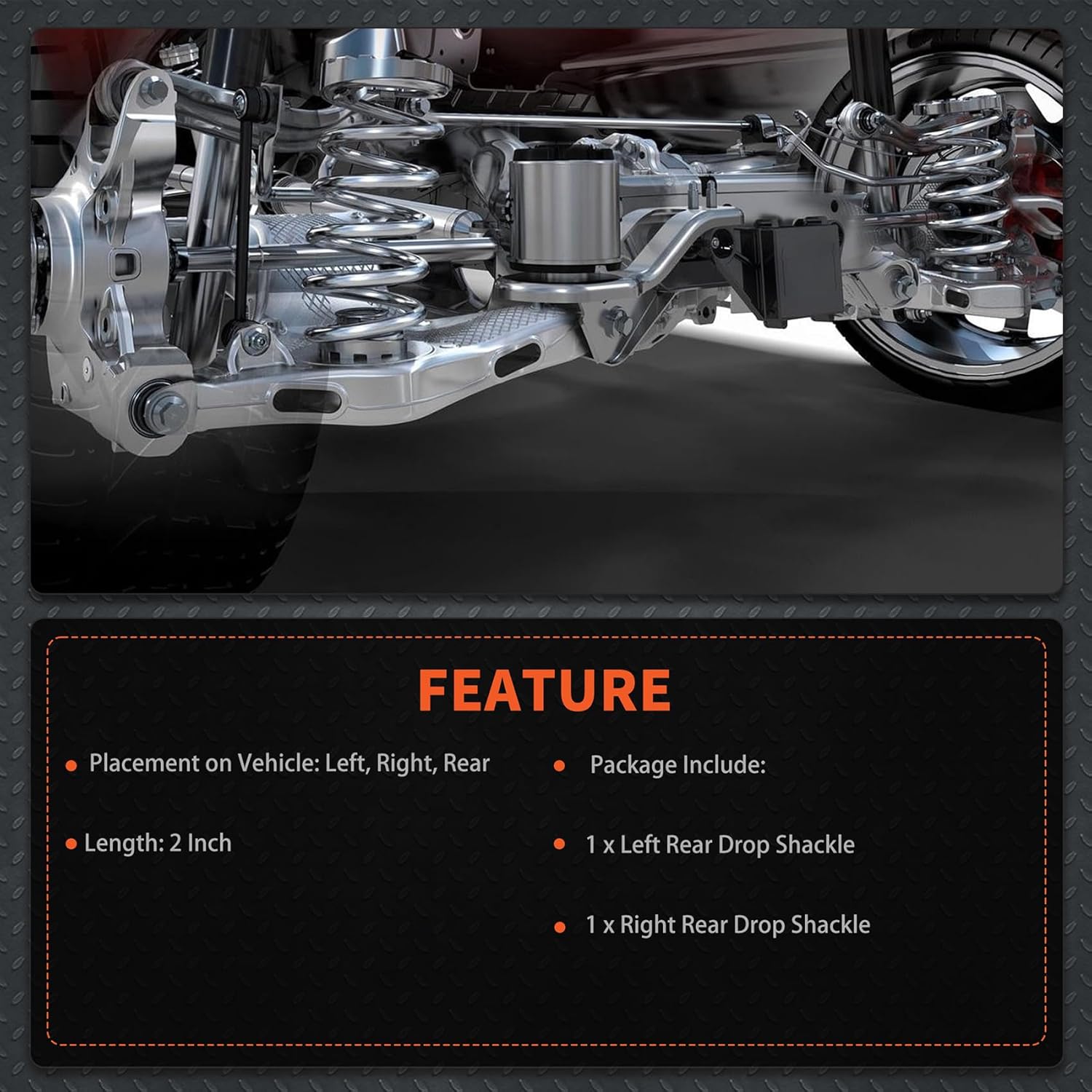 labwork Rear Drop Lowering Shackle Kit Replacement for Ford F250 F350 Super 1999-2007