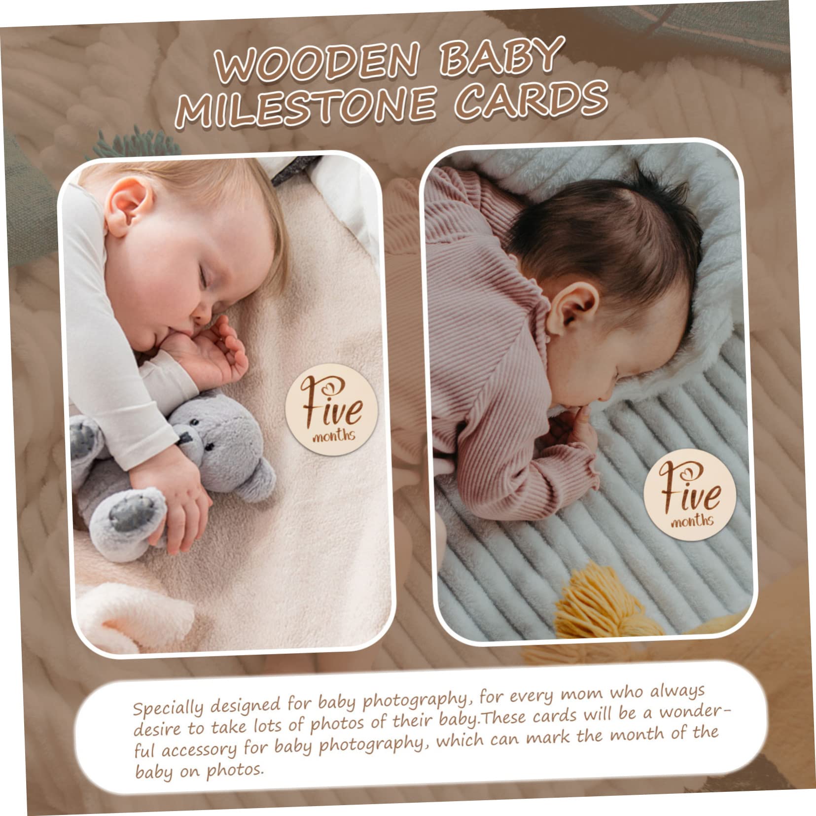 12piezas Tarjeta De para Bebés De Doble Cara para Meses De Nacimiento Accesorios Fotográficos Creativos y Memorables para Recién Nacidos