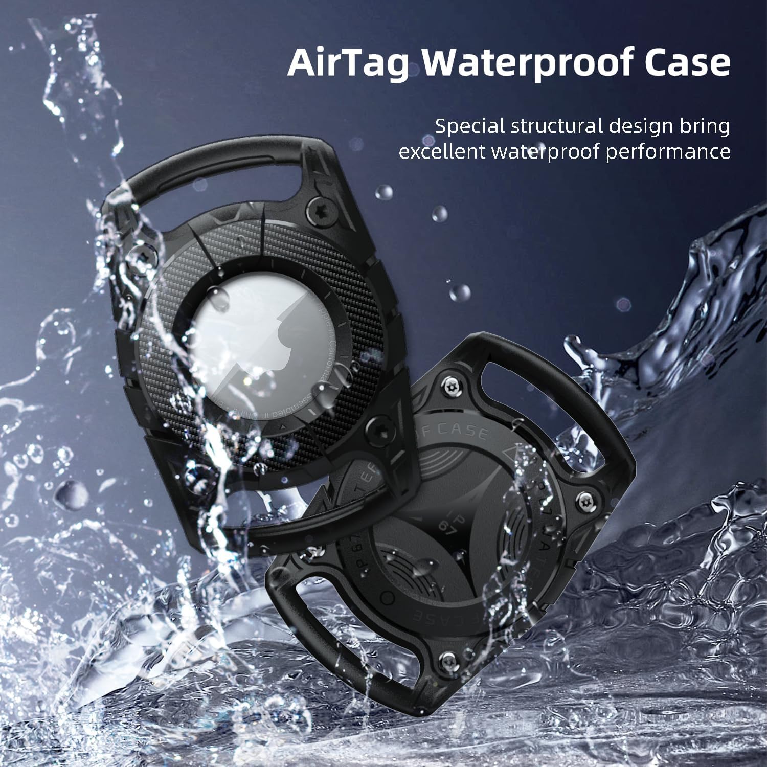 Compatible with Airtag Keyring Waterproof Pet Airtag Dog Collar Holder, Anti-Lost Shock Resistant for Air Tag Holder Hard TPU Airtag Dog Collar Case for Key,Backpack,Luggage,Cat,Dog GPS Tracker image 2