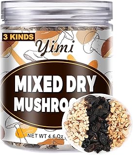 Yimi Freeze-Dried Mushroom Dices for Ramen, 3 Kinds Mushrooms for Instant Cooking - Dehydrated Diced Shiitake, Champignon,Woodear Mushroom Blend, Soft Texture Bold Flavor, Vegan Food, Ideal for Gift, 4.6 oz