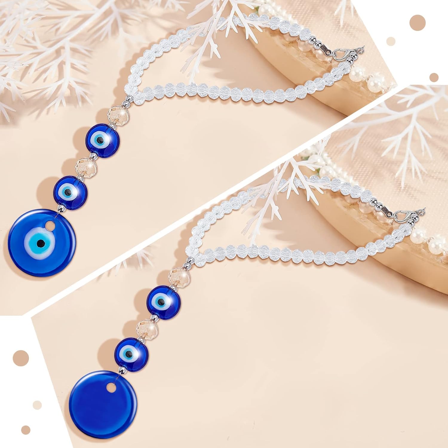 WEBEEDY Evil Eye Car Hanging Ornament,Turkish Blue Evil Eye Car Charm Beaded Decor Pendant for Protection, Cars Hanging Accessories for Rear View Mirror Balcony Window Back to School Decor - Image 3