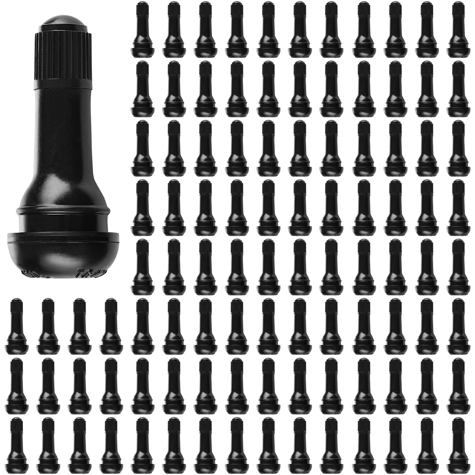 Elsjoy Confezione da 100 steli della valvola per pneumatici TR413, stelo della valvola del pneumatico senza camera d'aria in gomma, stelo corto nero della valvola del pneumatico, adatto a fori del