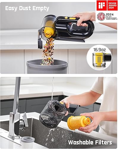 Miniatura 7 de Fanttik Fold V10 APEX Pivot - Aspiradora inalámbrica para automóvil, potencia de succión de mano de 17000 Pa, pantalla LED inteligente, portátil