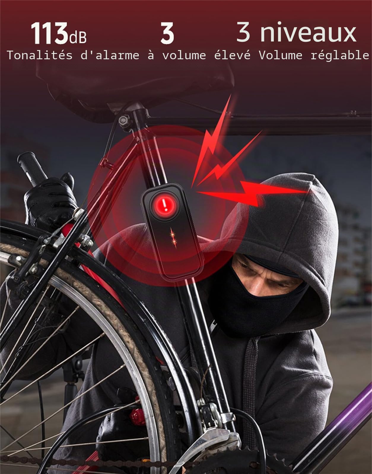 Mengshen Lot de 2 détecteurs de mouvement pour vélo, voiture, remorque, vélo électrique, moto, scooter - 113 dB - Étanche IP66
