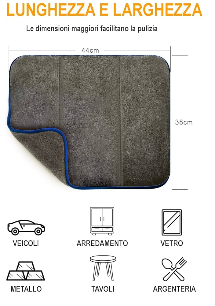 Panno Microfibra Auto 1200gsm - 3 Pezzi 40x40cm Per Lavaggio E Asciugatura