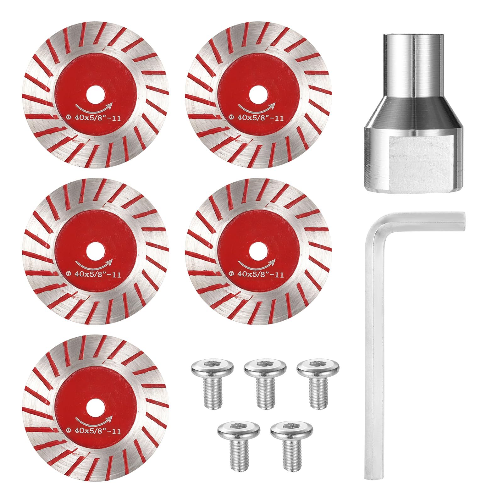 12pcs 1.57" Mini Diamond Saw Blades Set for Angle Grinder, Small Cutting Disc Cortar Ceramica Cutter Screws Hex Wrench & Reusable Removable Flange for Marble Granite Stone Concrete Glass Tools