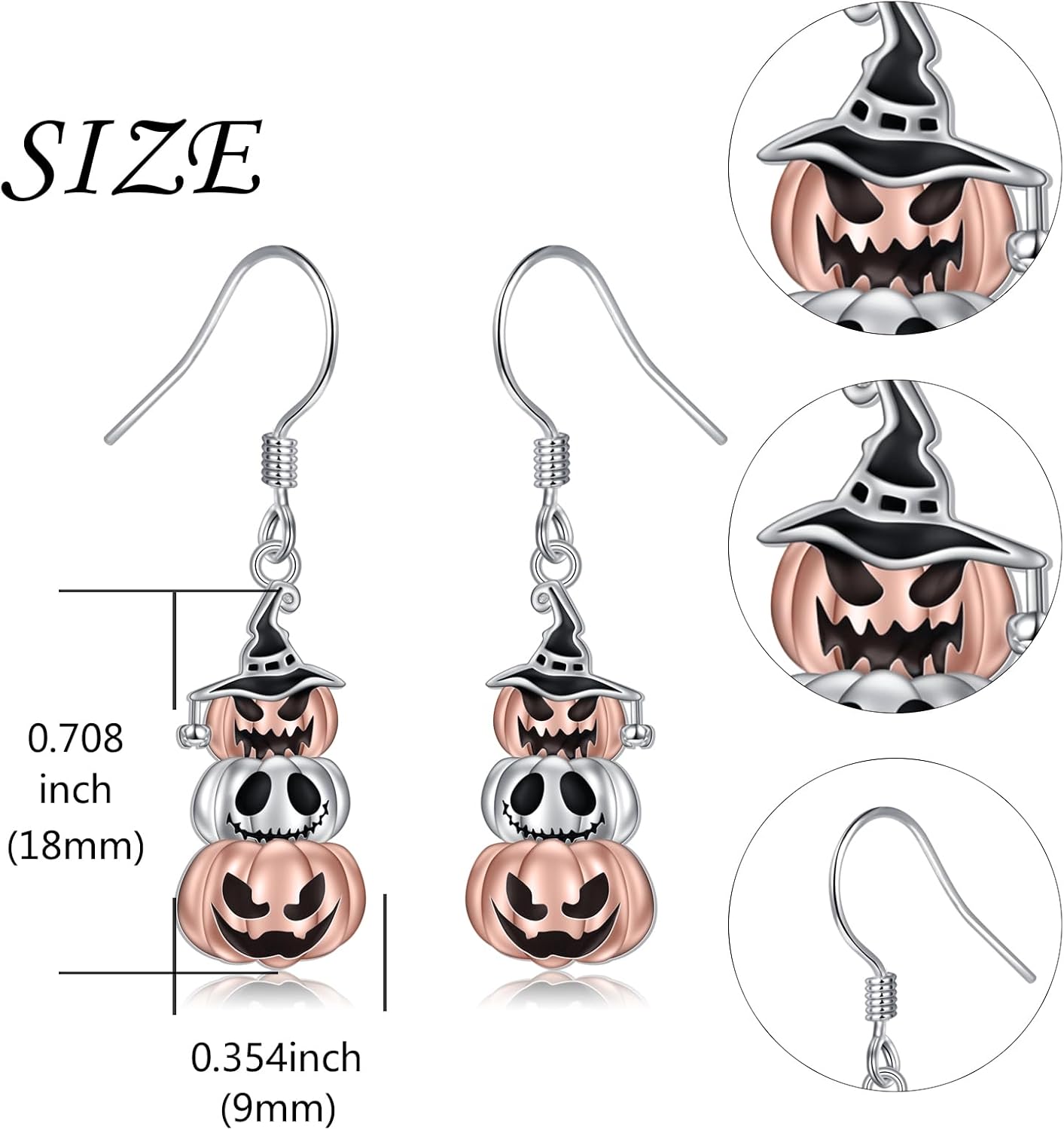Halloween Earrings for Women 925 Sterling Silver Bat/Ghost/Pumpkin Halloween Dangle Drop Earrings Holiday Party Accessories Fashion Jewelry for Women - Image 4