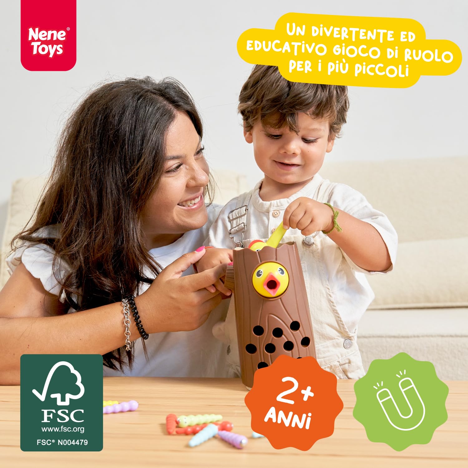 Nene Toys Picchio Piccolino – Giocattolo Educativo Magnetico per Bambini di 2+ Anni – Migliora Le Abilità Motorie Fini e Il Riconoscimento dei Colori – Gioco Bambini Bambine 2 3 Anni [Nuova Versione]