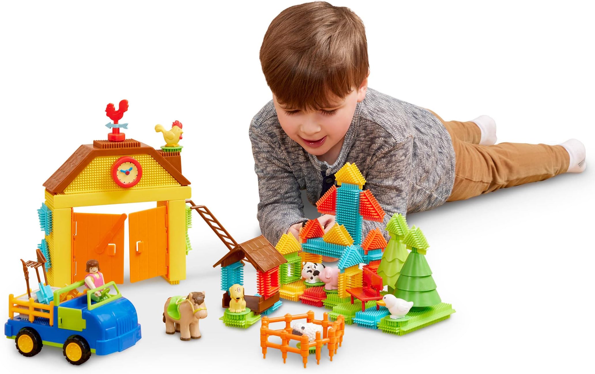 Bristle Blocks- STEM Interlocking Building Blocks- 67 pc Farm Playset- Developmental Toys for Toddlers & Kid- Barnyard Playset- 2 Years +