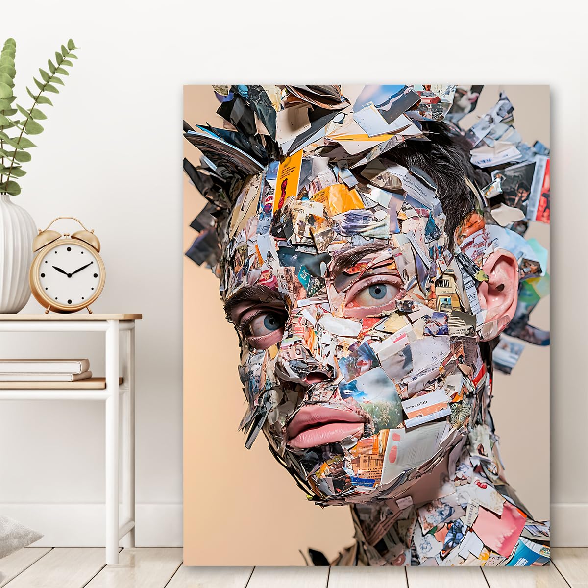 CHERHERART Art mural Pop Art Portraits Affiches Peintures Magazine rétro Collage Sculpture Tirages sur toile pour maison de ferme Déco de toile du salon 75x100cm Sans cadre
