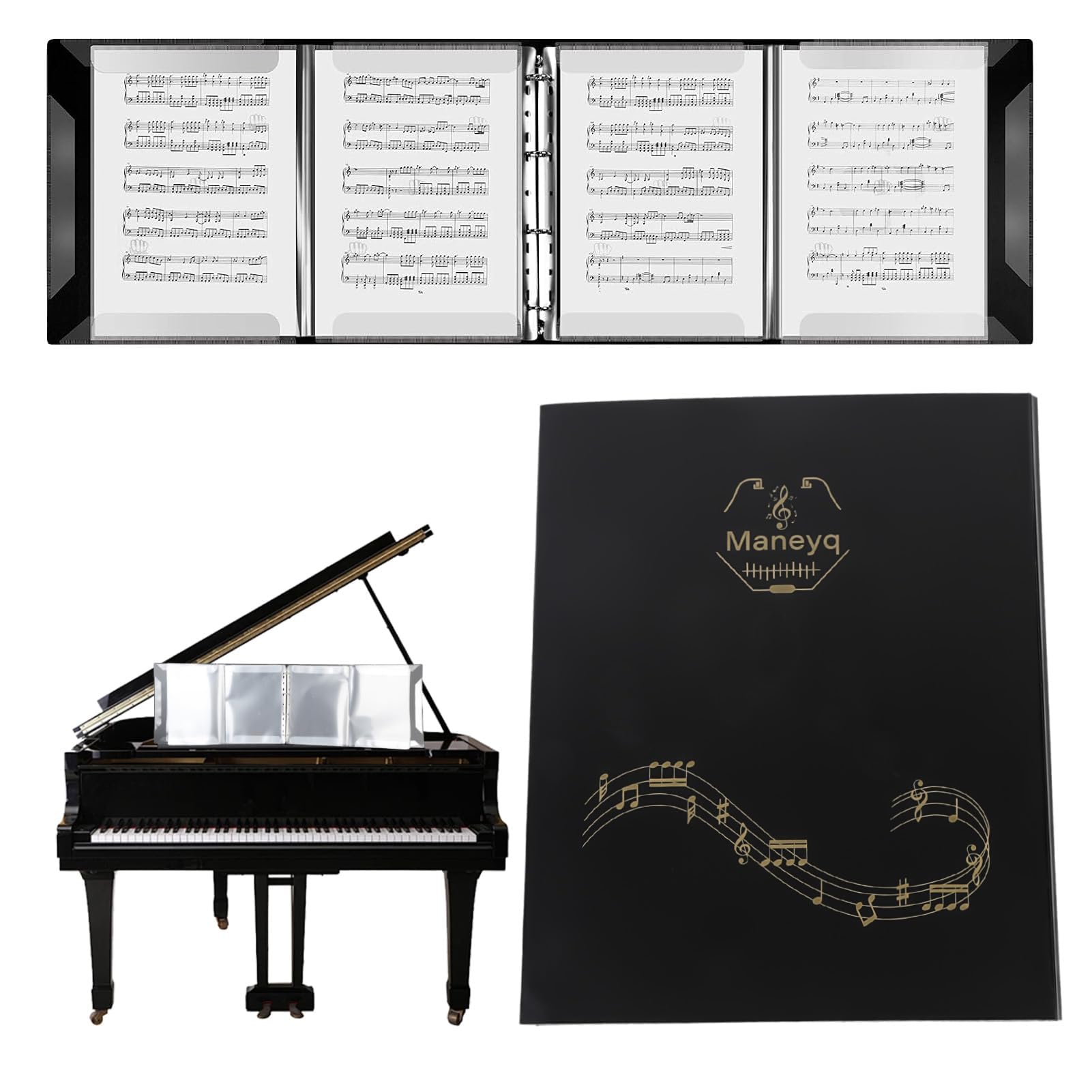 Choir dossier de partitions 4 pages noir avec capacité de 52 pages A4