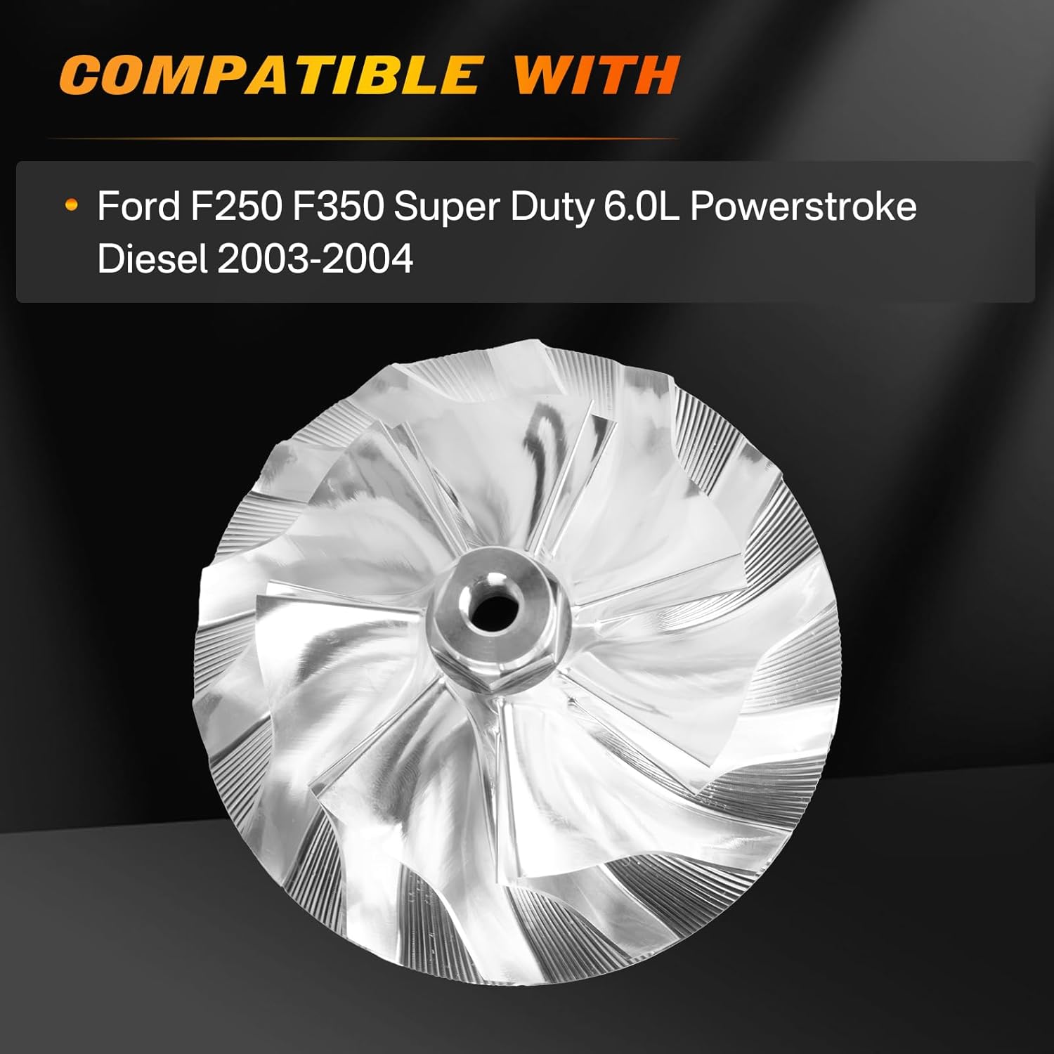 WW0360 GT37 Wicked Wheel 2 Billet Turbo Compressor Wheel Compatible with Ford F250 F350 Super Duty 6.0 Powerstroke Turbo Wheel 2003-2004 Power-stroke Diesel Billet Wick-ed Wheel 2