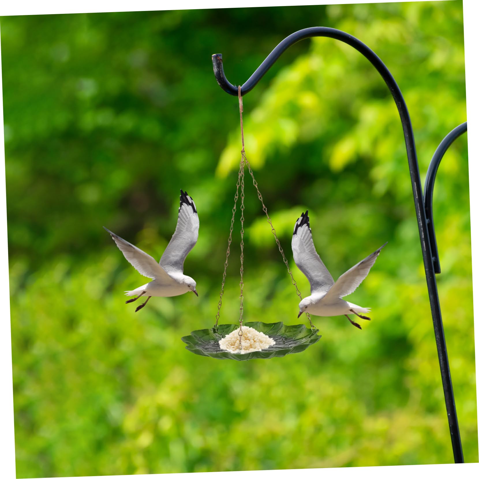 HANABASS 4pezzi Mangiatoia Per Uccelli Da Giardino Battuto Design Elegante e Resistente Alimentatore Appeso Per Esterni Decorazione Per Patio e Giardino Foglia