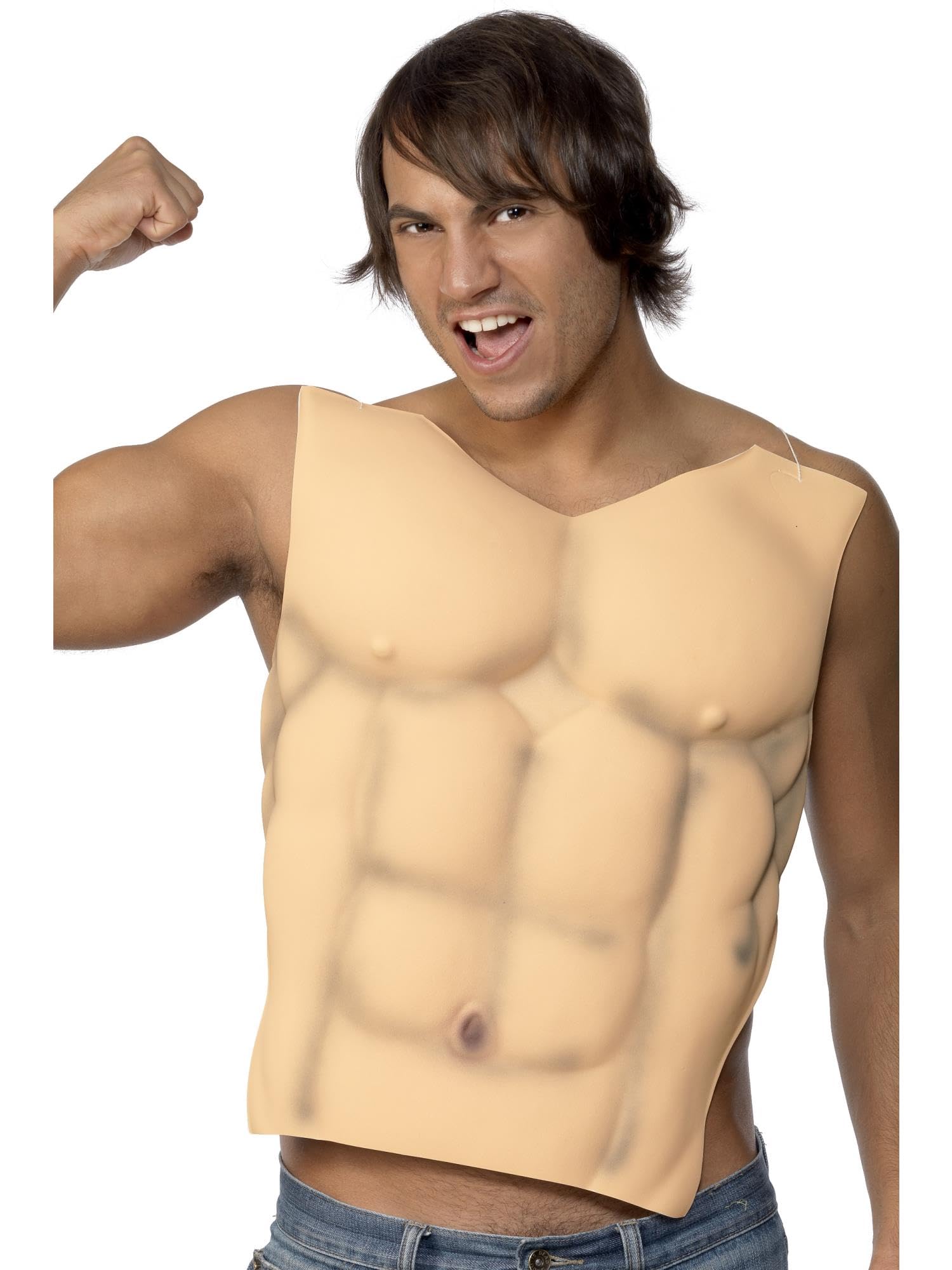 Smiffys Male EVA Chest, Flesh, Icons & Idols Fancy Dress, Heros Dress Up Accessories