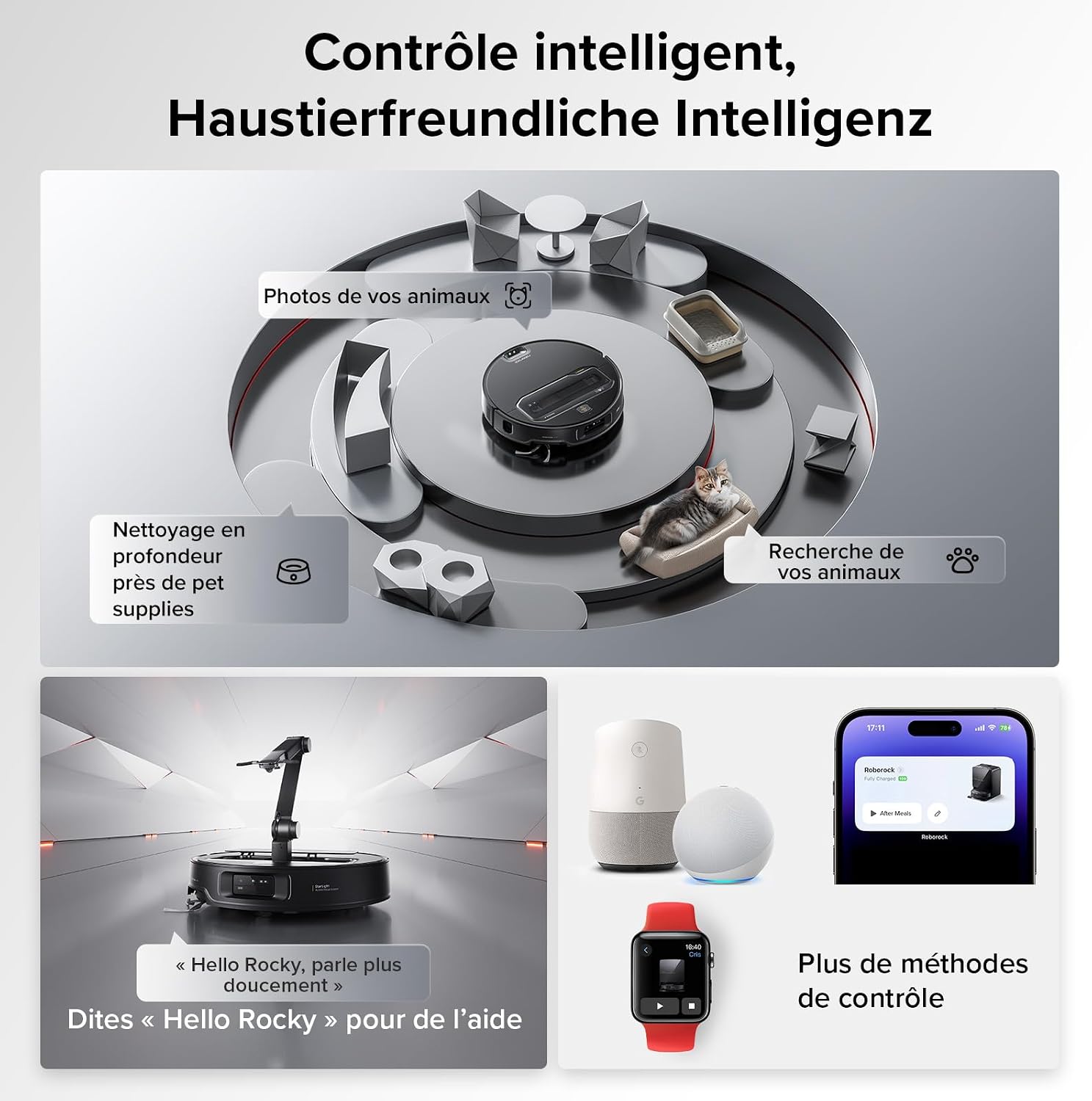 roborock Saros Z70 Robot Aspirateur 22 000Pa, Bras Mécanique OmniGrip, Châssis AdaptiLift, FlexiArm Riser, Système Autonome StarSight 2.0, Station Multifonctionnelle 4.0, 7,98cm Ultra-mince, APP/Vocal — vue 9