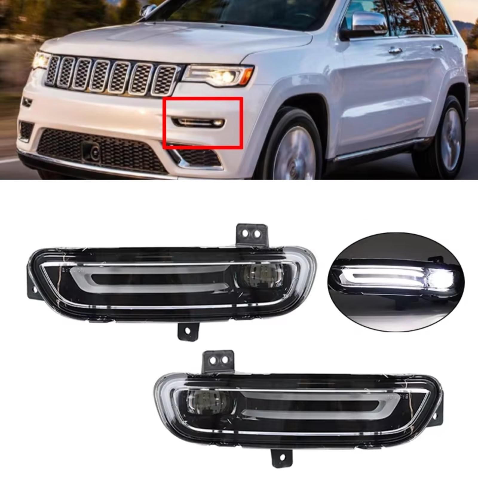 Indicatore Laterale Dinamico Compatibile Con Jeep Per Grand Per Cherokee 2017-2021 Luce Di Marcia Diurna Per Auto Fendinebbia Fendinebbia Fari DRL 68273052AC 68273053AC(Right)