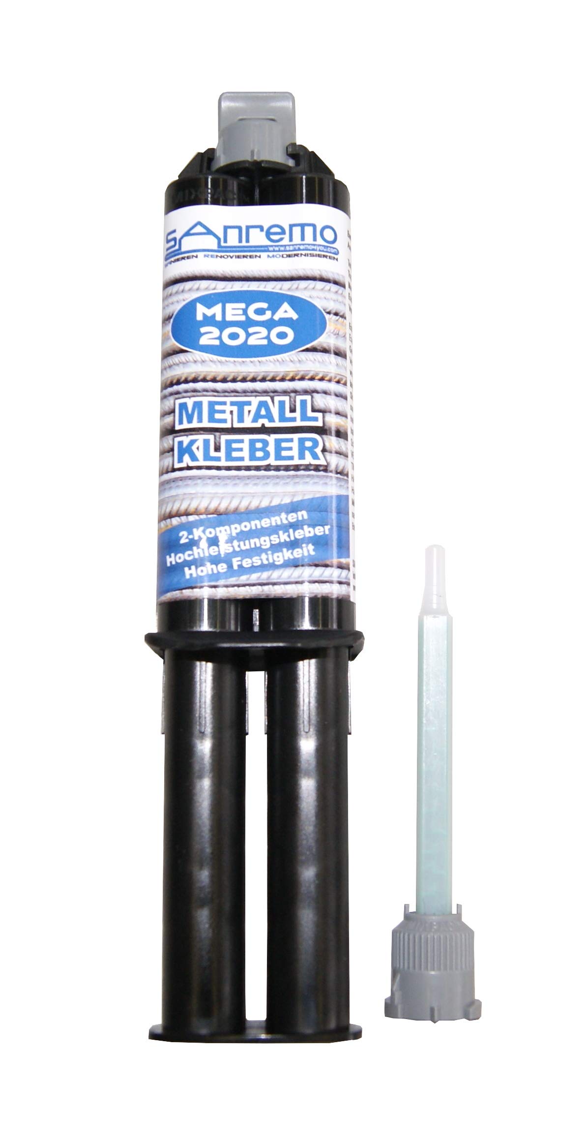 10x MEGA 2020 Metallkleber 25ml + 10 Mischdüsen 2-Komponenten-Kleber