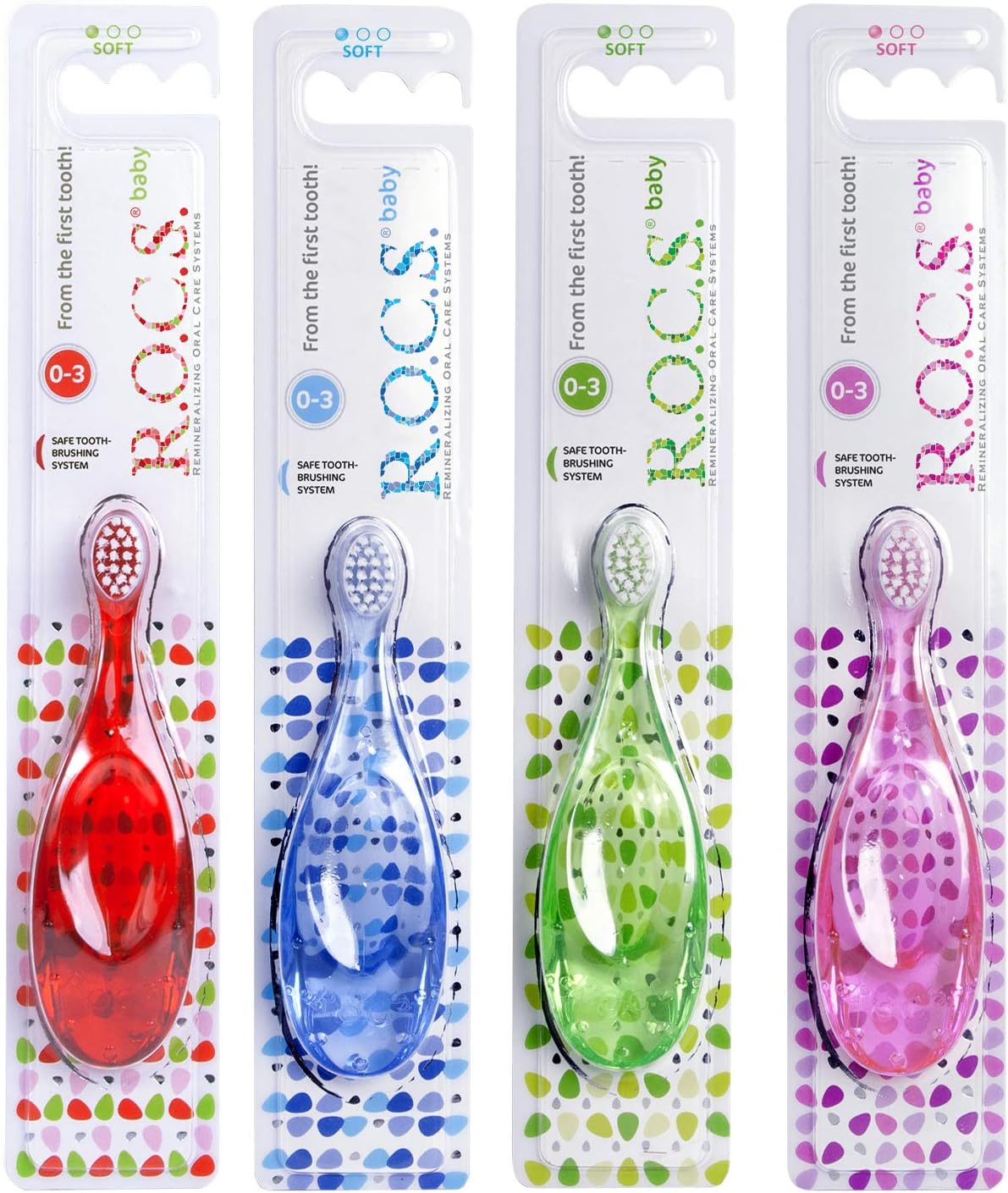 R.O.C.S. (ROCS) Toothbrush Baby Extra Soft (0-3 y.o.) - Safe toothbrushing - from The First Tooth - Very Soft bristles - Developed in Cooperation with Pediatric Dentists